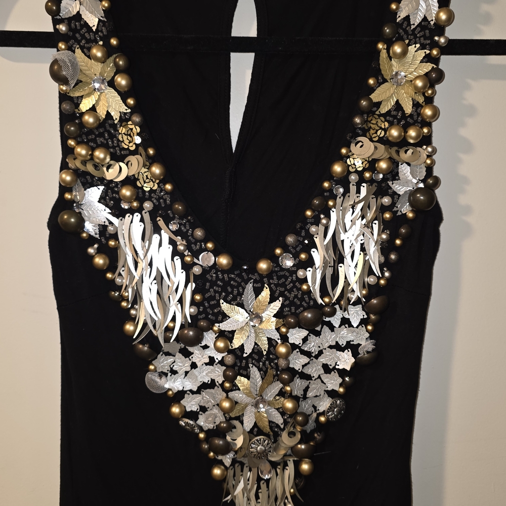 Black Label Black and Gold Embellished Blouse